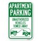 Signmission Apartment Parking-Unauthorized Vehicle Heavy-Gauge Aluminum Sign, 12" x 18", A-1218-24340 A-1218-24340 - alternate 1